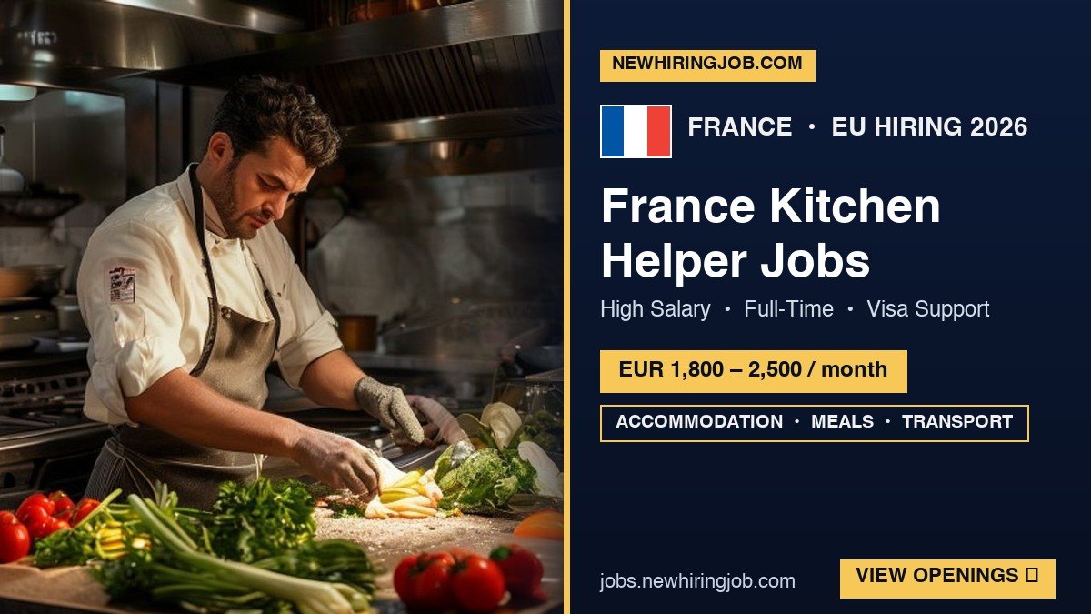 France Kitchen Helper Jobs – High Salary & Visa Sponsorship Opportunities!